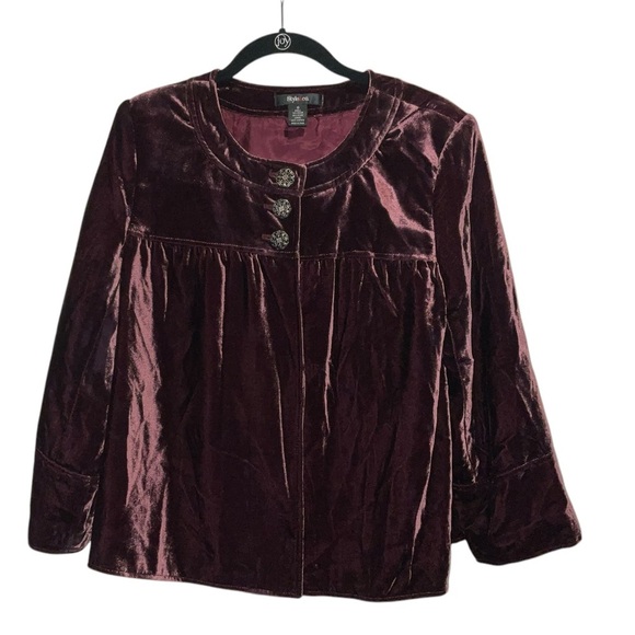 Style & Co. Purple 3/4 Sleeve Boxy Blouse with Mandarin Collar - Picture 1 of 4